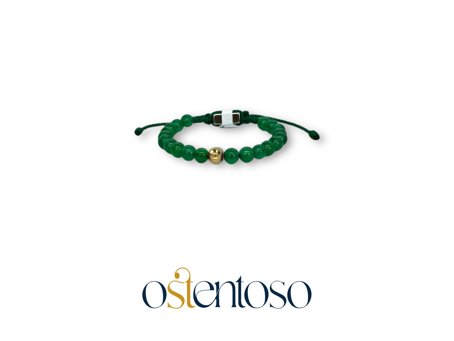 Pulsera Agata verde esférica tamaño No. 6 mm.