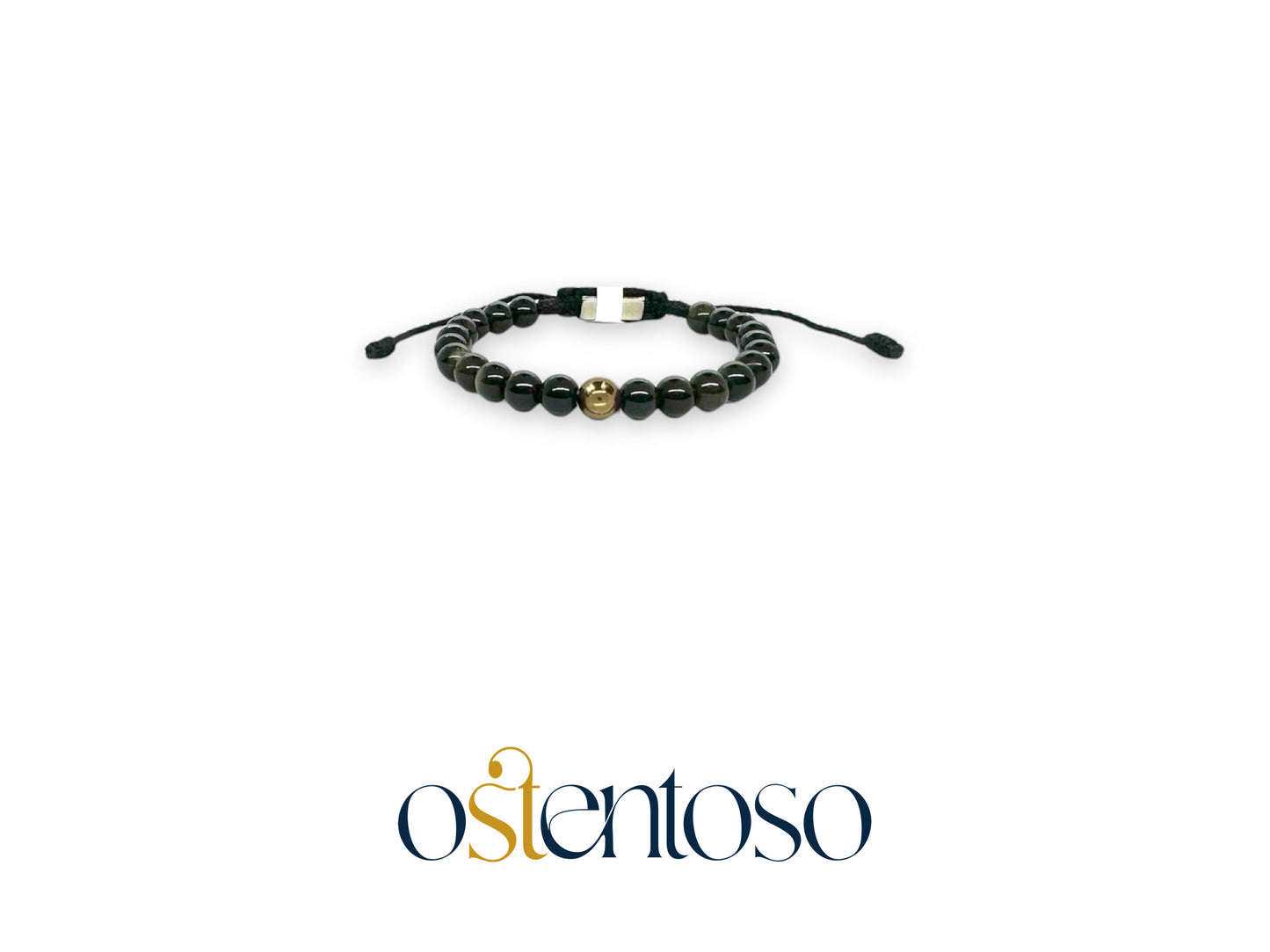 Pulsera Obsidiana esferica tamaño No. 6 mm.