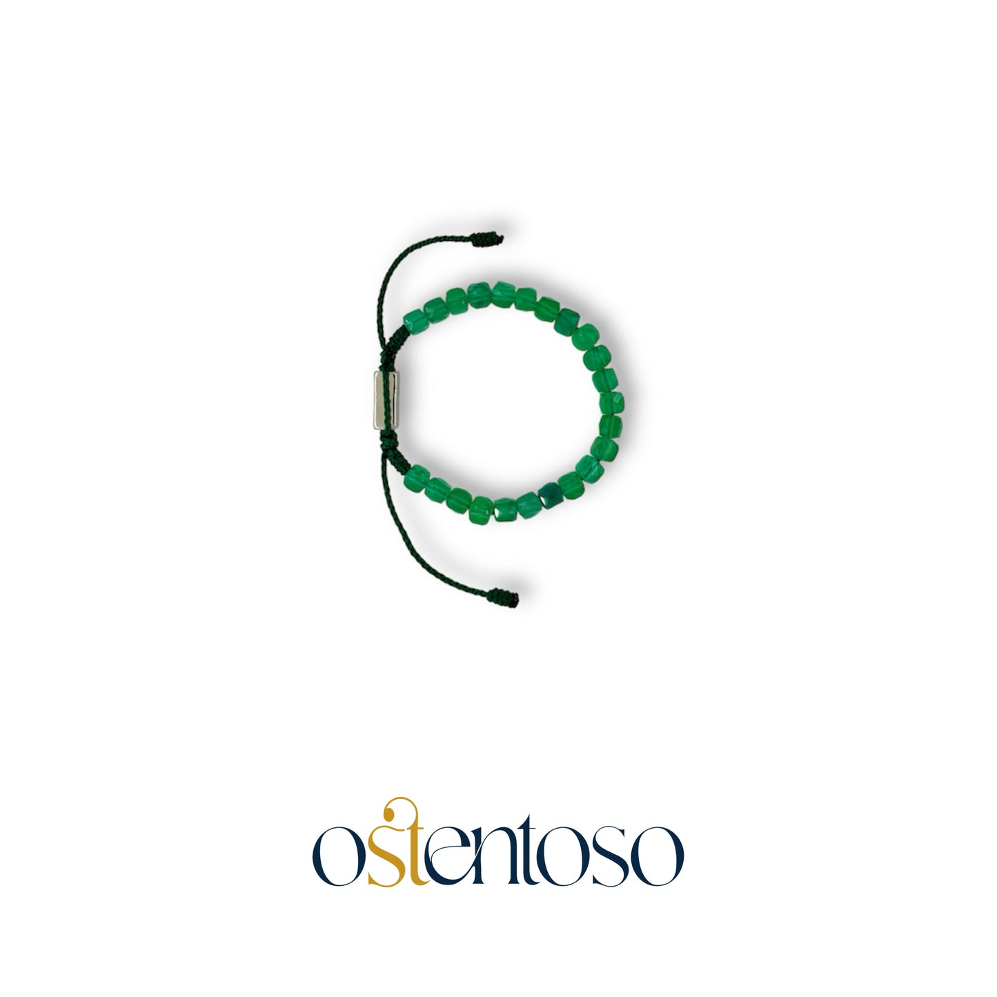 Pulsera Agata verde cúbica tamaño No. 6 mm.