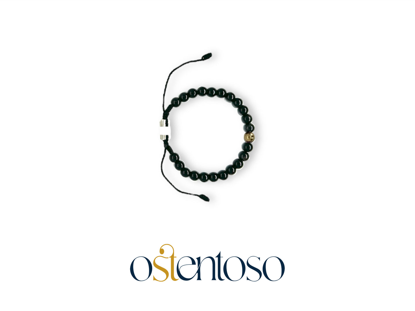 Pulsera Obsidiana esferica tamaño No. 6 mm.