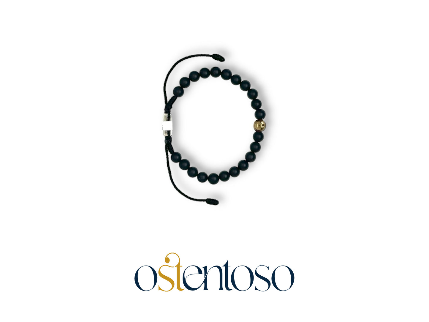 Pulsera Onix Negro Mate esferica tamaño No. 6 mm.