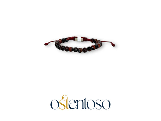 Pulsera Ojo de tigre rojo esferica tamaño No. 6 mm.