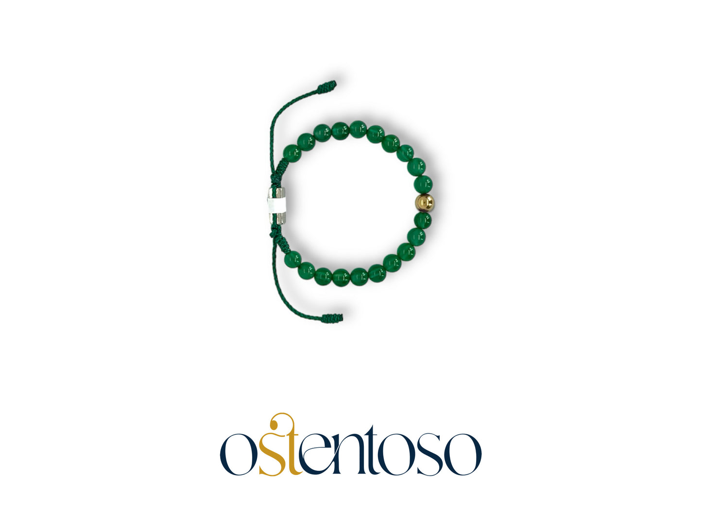 Pulsera Agata verde esférica tamaño No. 6 mm.