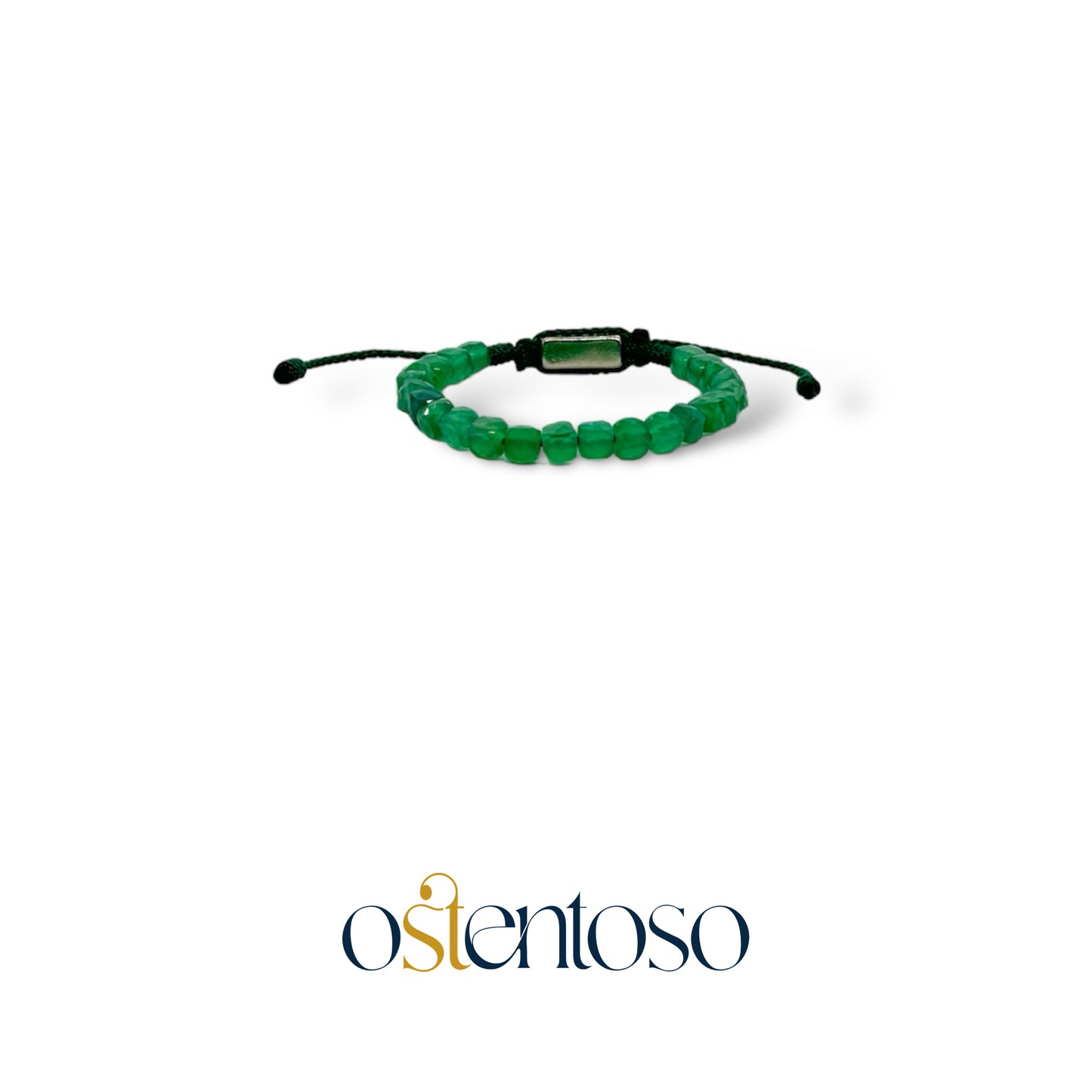 Pulsera Agata verde cúbica tamaño No. 6 mm.