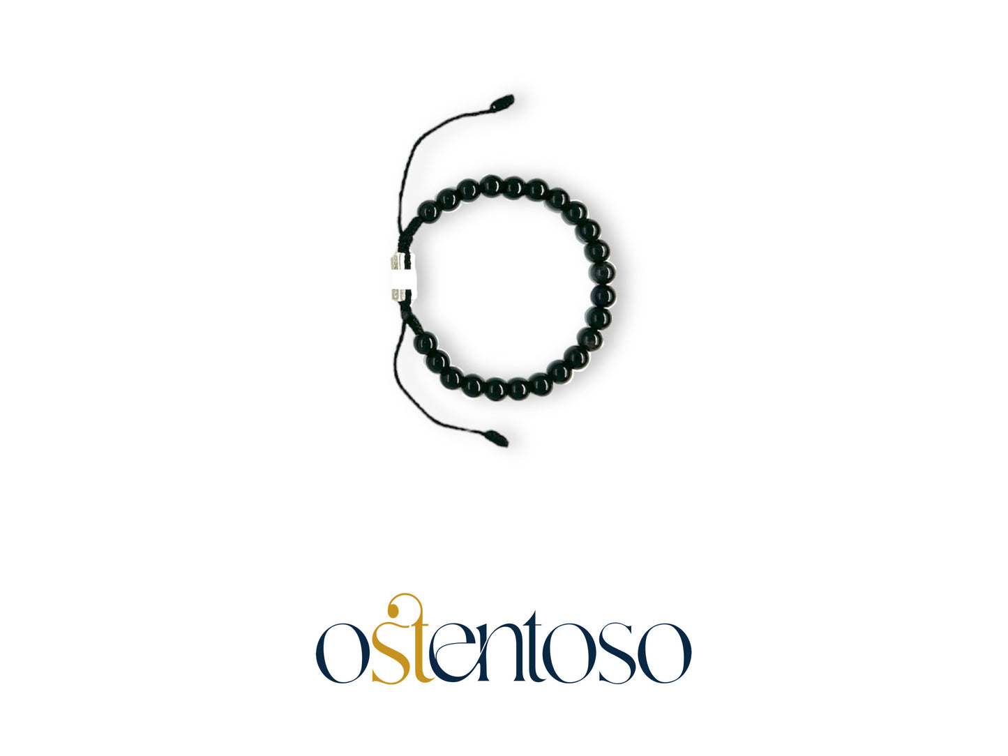 Pulsera Obsidiana esferica tamaño No. 6 mm.