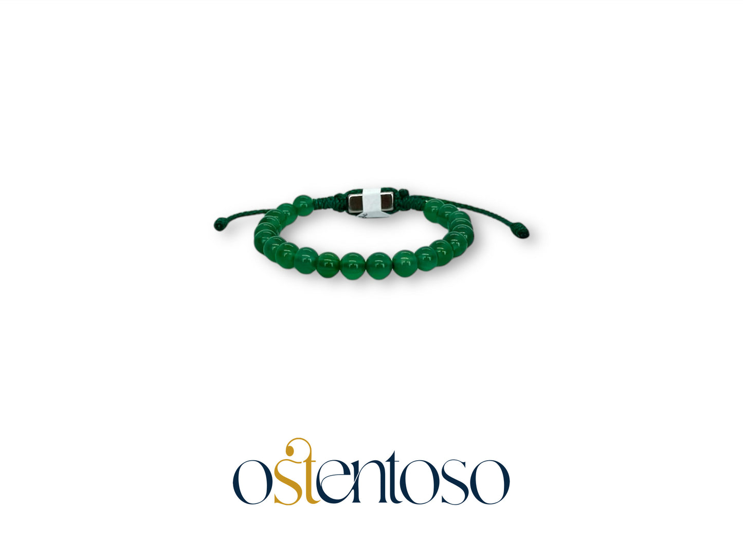 Pulsera Agata verde esférica tamaño No. 6 mm.