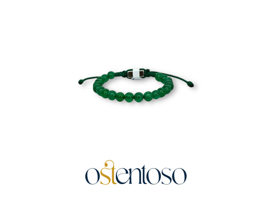 Pulsera Agata verde esférica tamaño No. 6 mm.