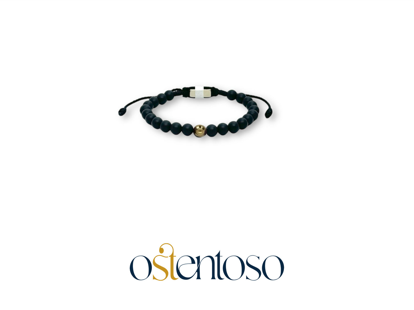 Pulsera Onix Negro Mate esferica tamaño No. 6 mm.