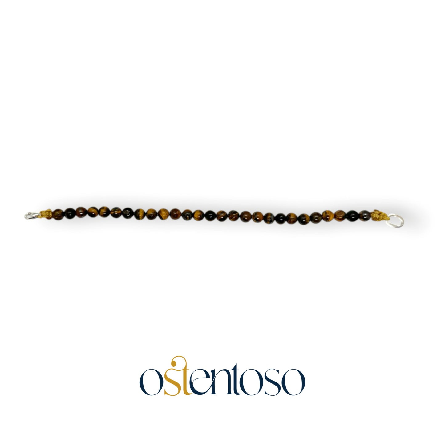 Brazalete Ojo de tigre dorado esferico tamaño No. 6 mm.