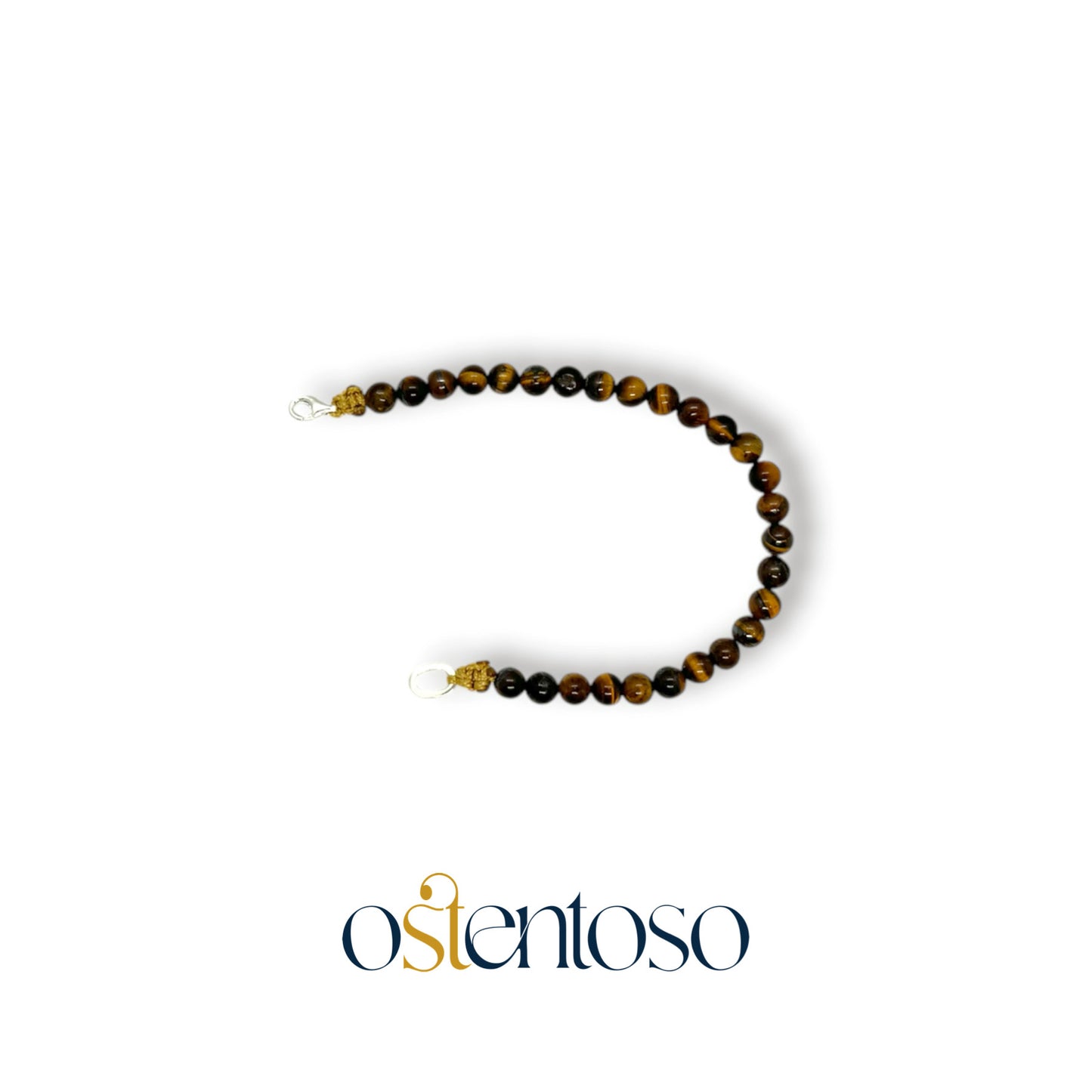 Brazalete Ojo de tigre dorado esferico tamaño No. 6 mm.