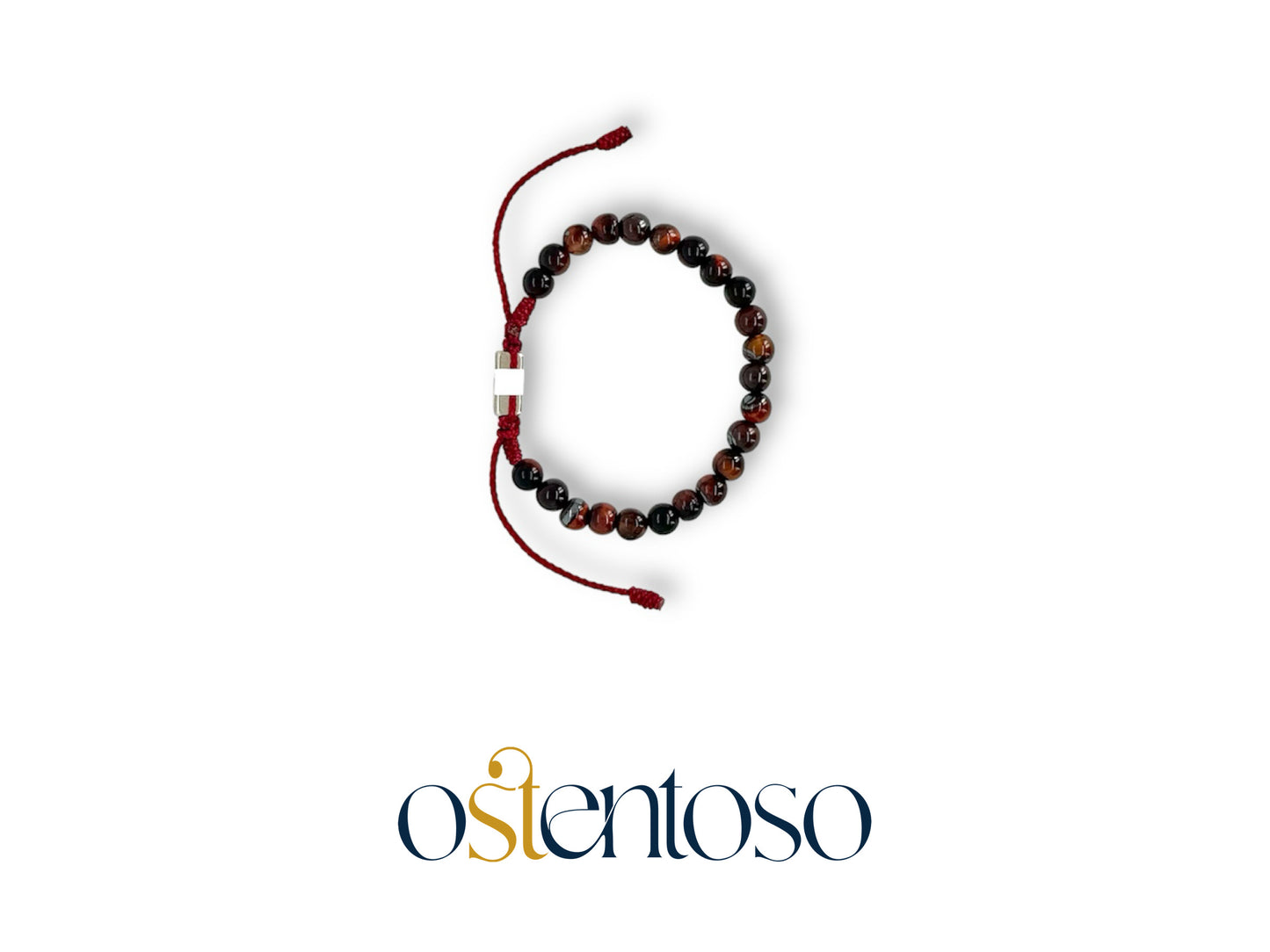 Pulsera Ojo de tigre rojo esferica tamaño No. 6 mm.