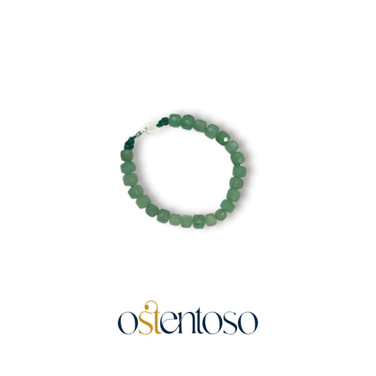 Brazalete Jade Verde cubico facetado tamaño No. 6 mm.