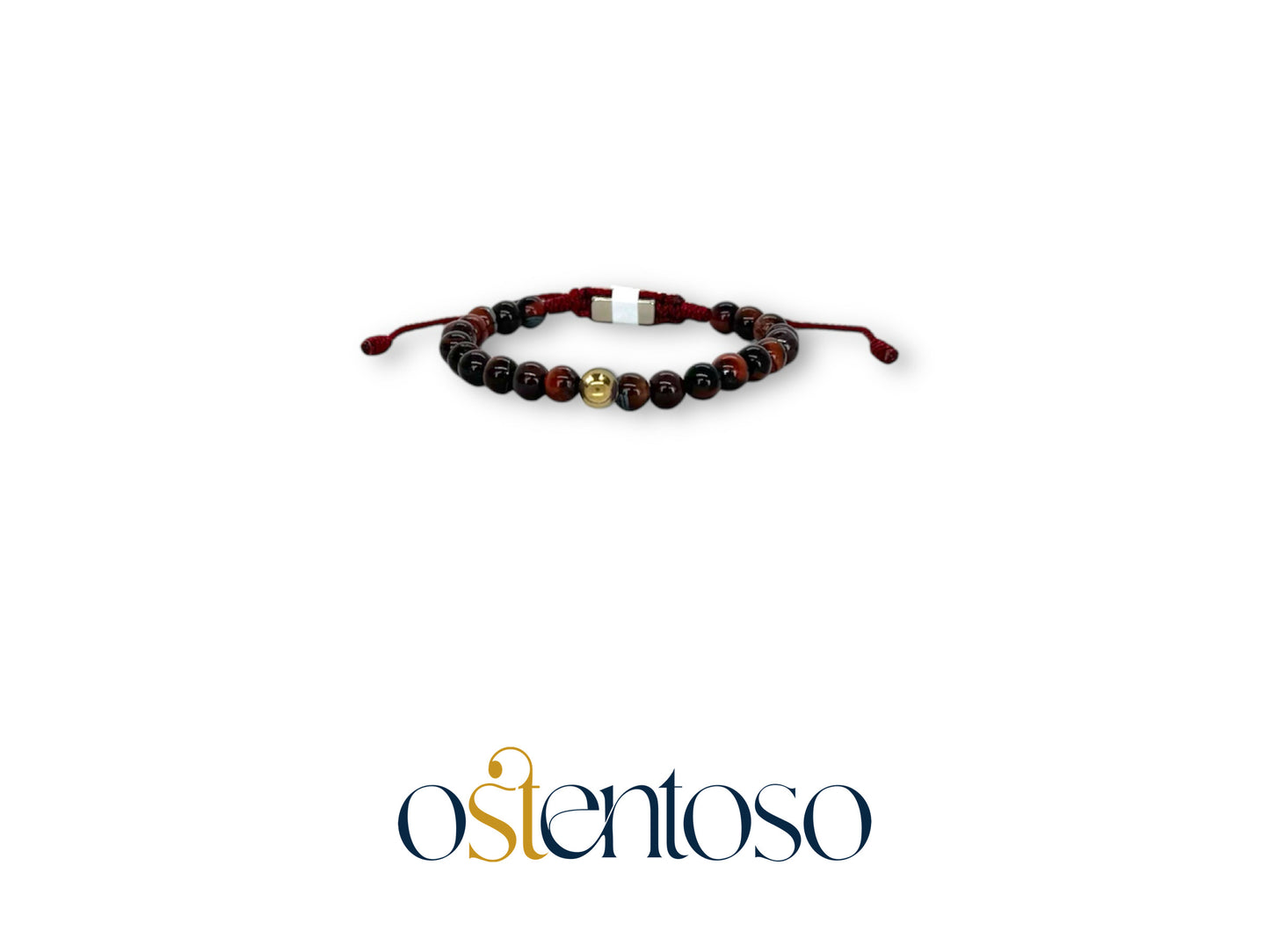 Pulsera Ojo de tigre rojo esferica tamaño No. 6 mm.