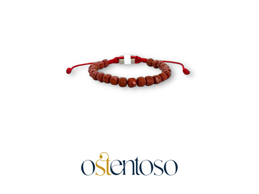 Pulsera Jaspe Rojo cubica tamaño No. 6 mm.