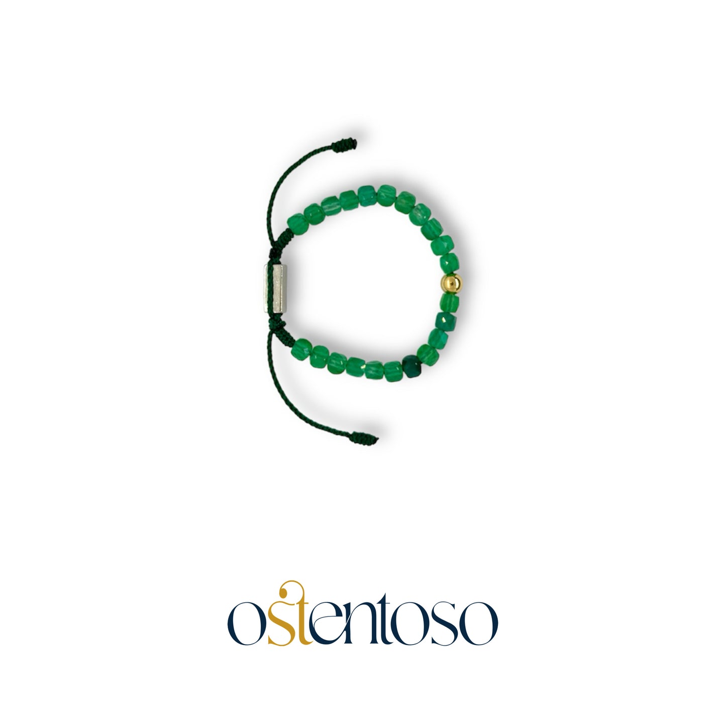 Pulsera Agata verde cúbica tamaño No. 6 mm.