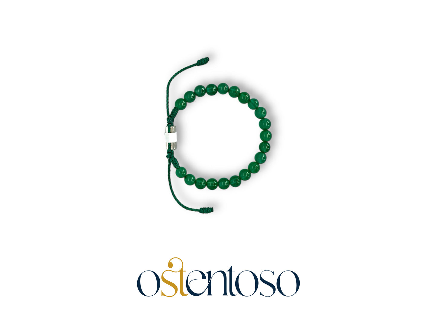 Pulsera Agata verde esférica tamaño No. 6 mm.