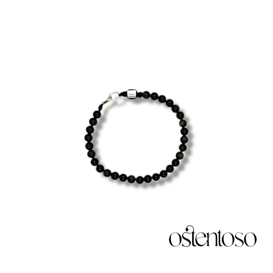 Brazalete Obsidiana esferica tamaño No. 6 mm.