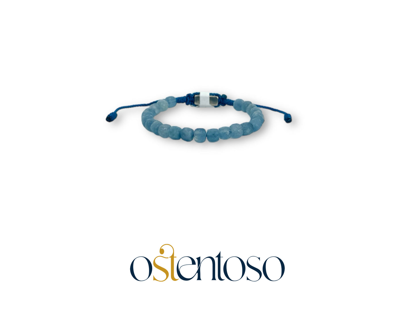 Pulsera Cuarzo Azul cubica facetada tamaño No. 6 mm.