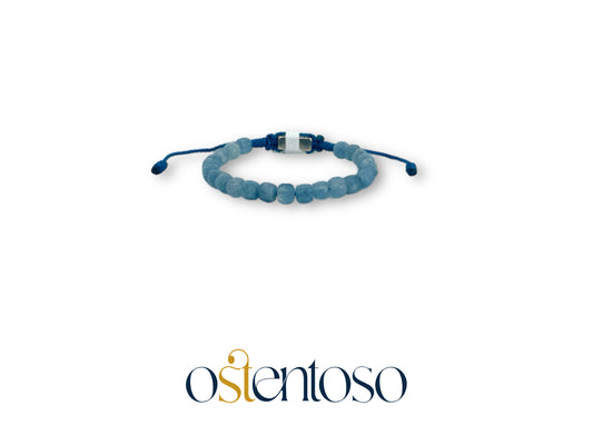 Pulsera Cuarzo Azul cubica facetada tamaño No. 6 mm.