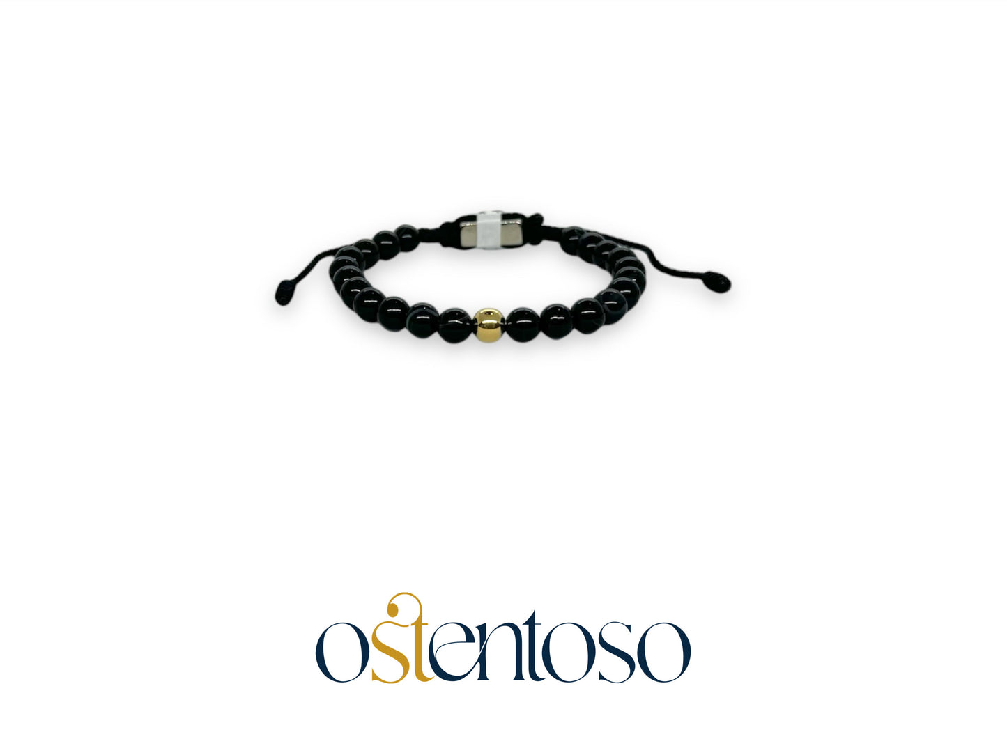 Pulsera Onix Negro Brillante esferica tamaño No. 6 mm.