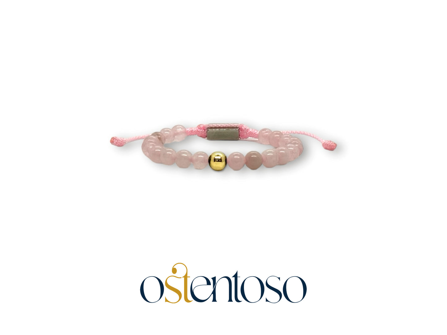 Pulsera Cuarzo Rosa esferica tamaño No. 6 mm.