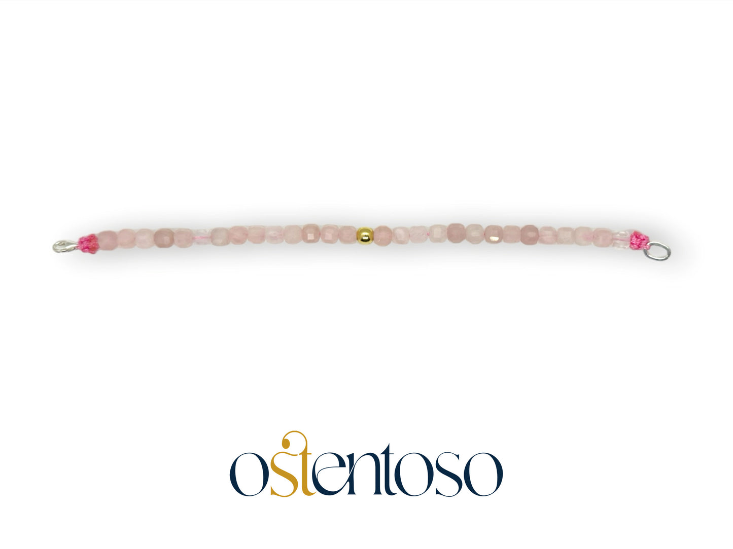 Brazalete Cuarzo Rosa cubico facetado tamaño No. 6 mm.