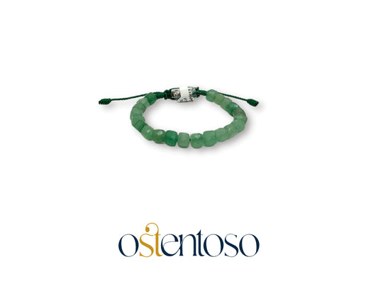 Pulsera Jade verde cubico facetado tamaño No. 6 mm.