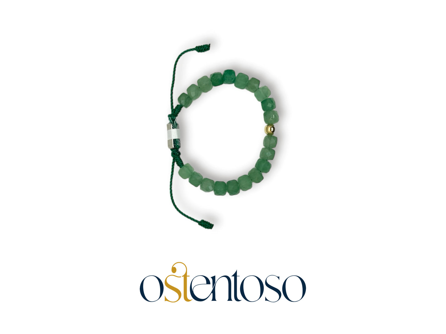 Pulsera Jade verde cubico facetado tamaño No. 6 mm.