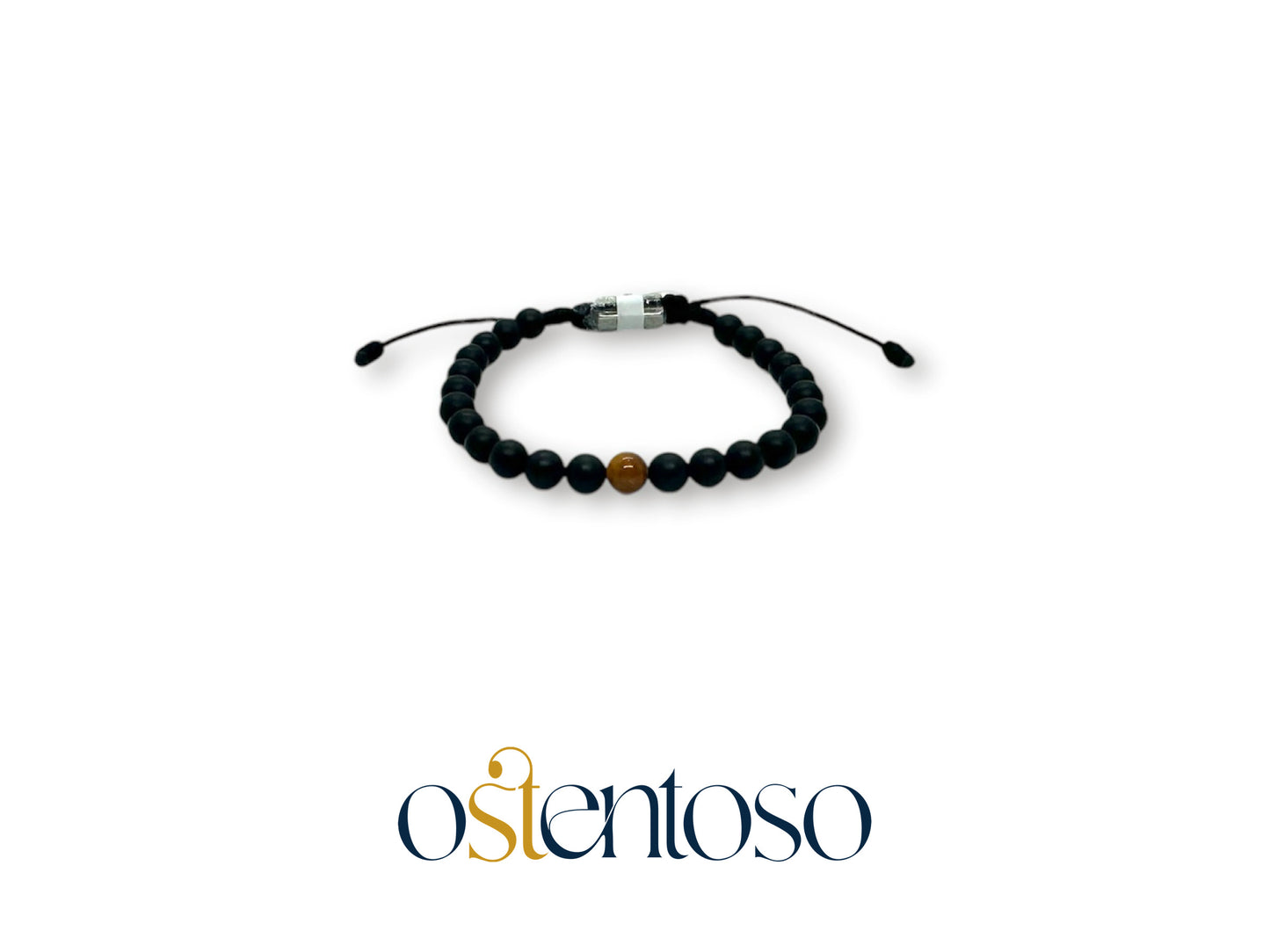 Pulsera Onix Negro Mate esferica tamaño No. 6 mm.