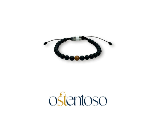 Pulsera Onix Negro Mate esferica tamaño No. 6 mm.