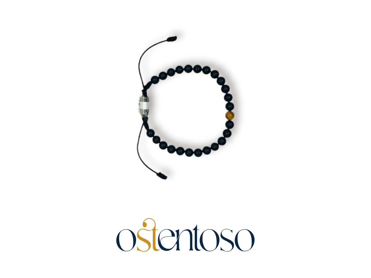 Pulsera Onix Negro Mate esferica tamaño No. 6 mm.