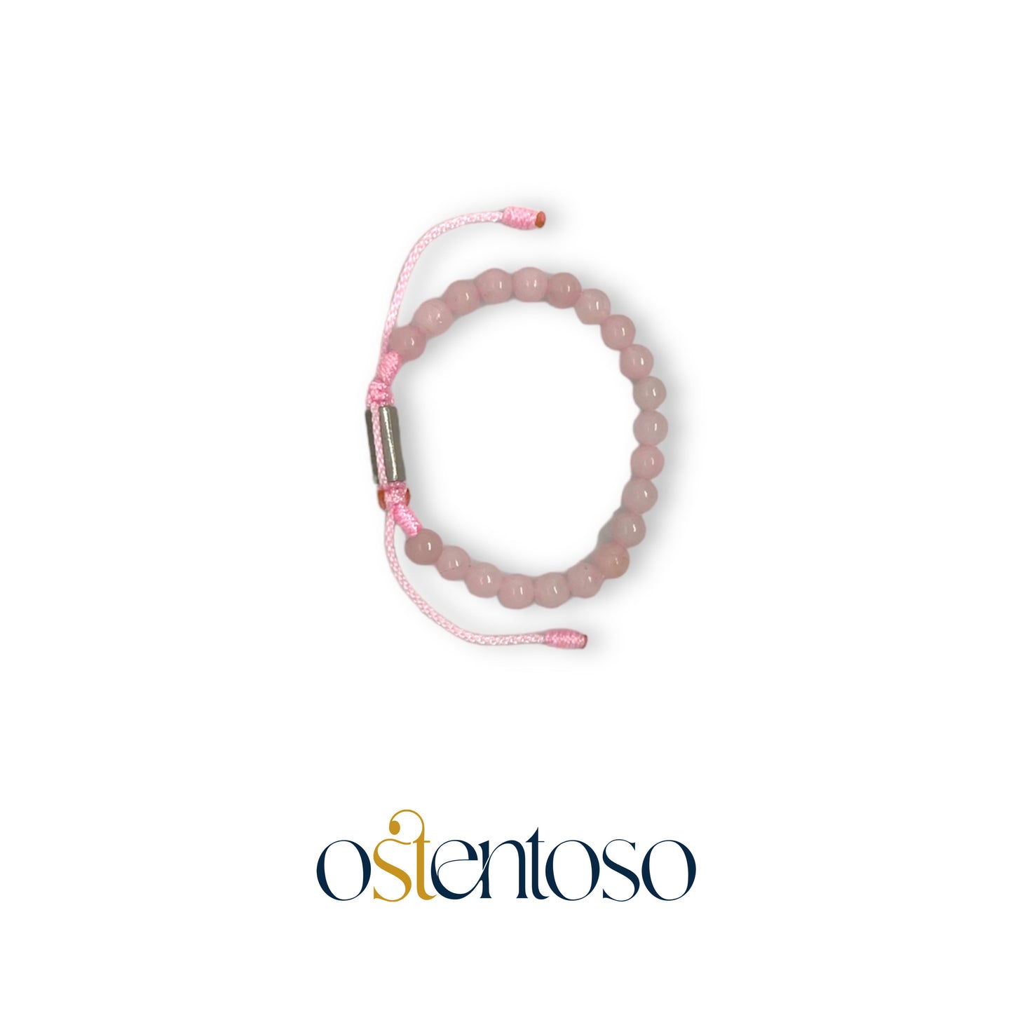 Pulsera Cuarzo Rosa esferica tamaño No. 6 mm.